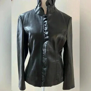 DKNY Donna Karan New York| ladies lambskin moto style leather jacket. Size: S